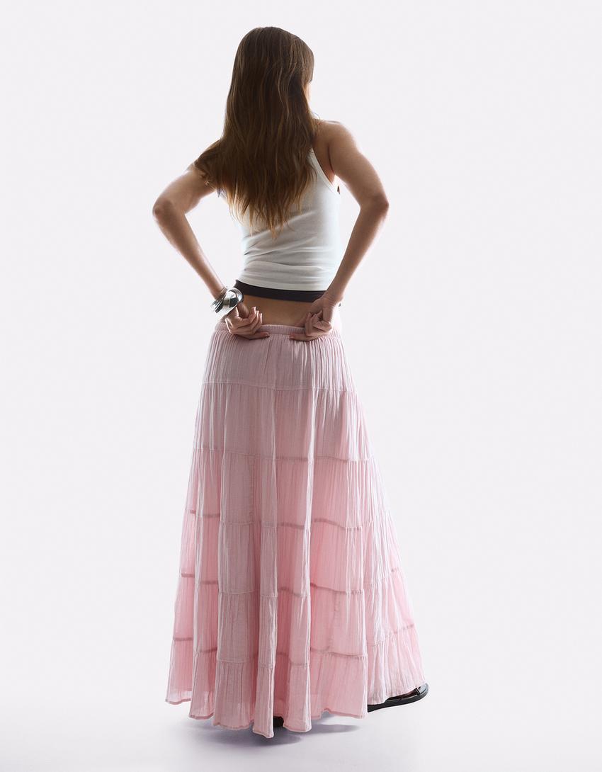 Boho maxi skirt-Pink
