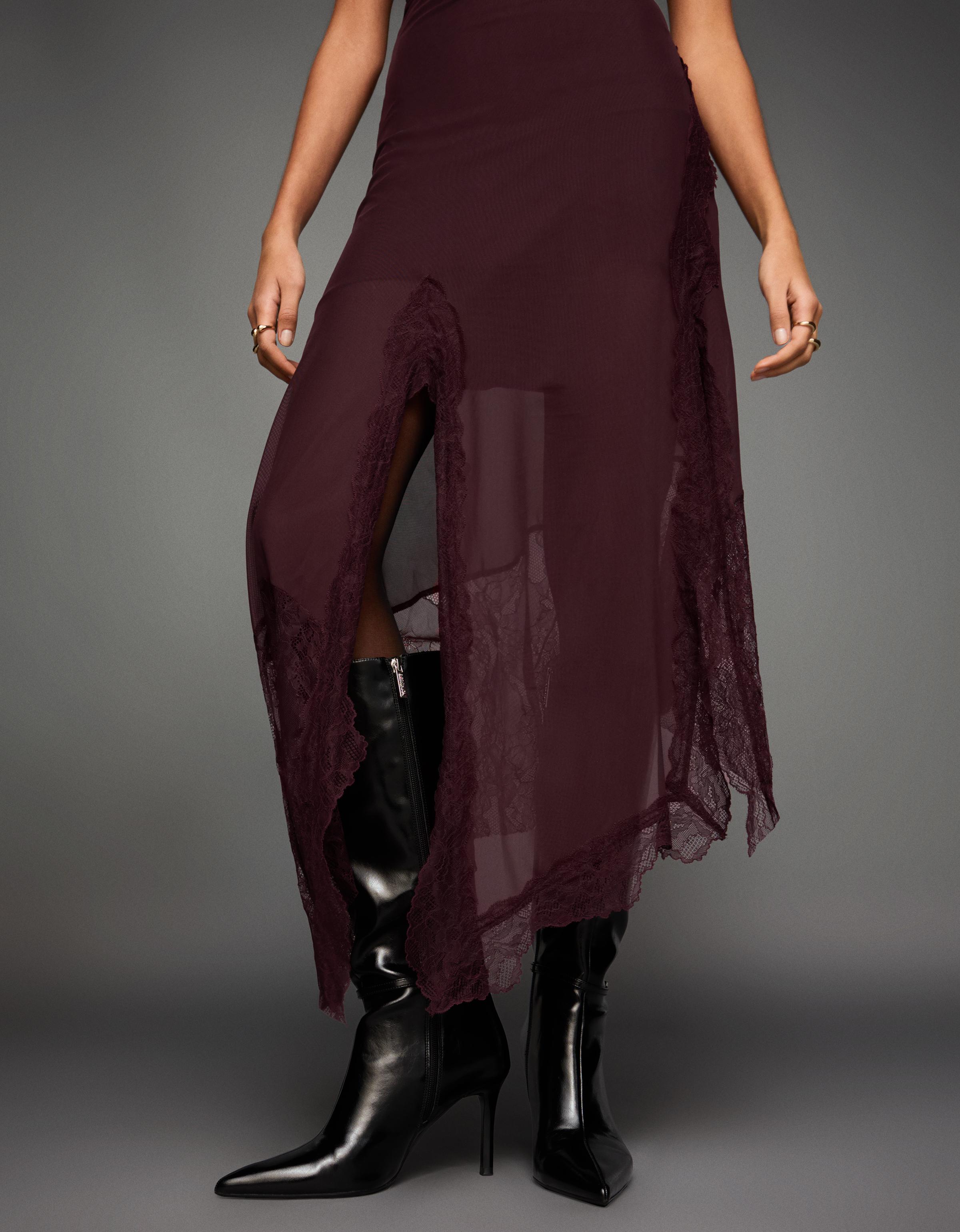 Asimetrik dantel tül bandeau midi elbise - Görsel 15