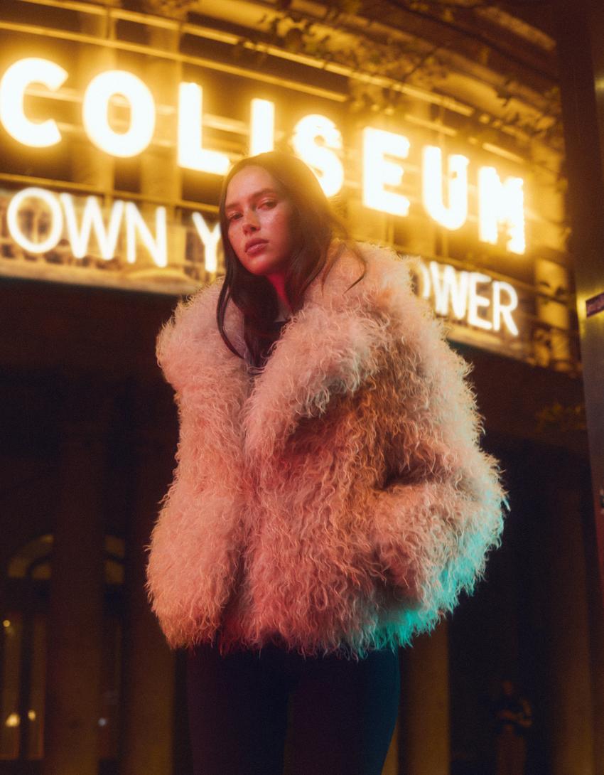 Faux fur jacket-Pink