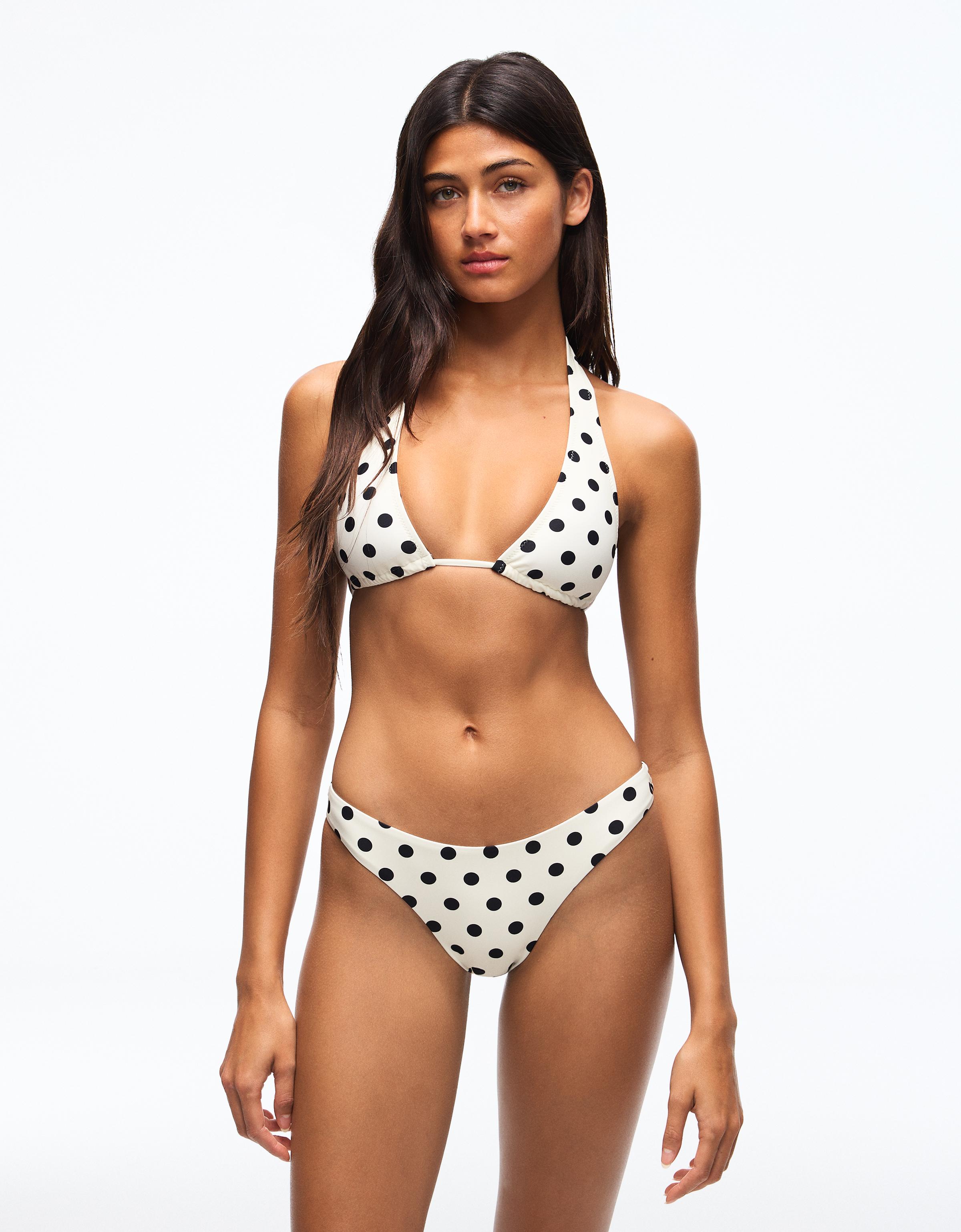 Bershka Neckholder-Bikinioberteil Mit Tupfen Damen Xs Rohweiß