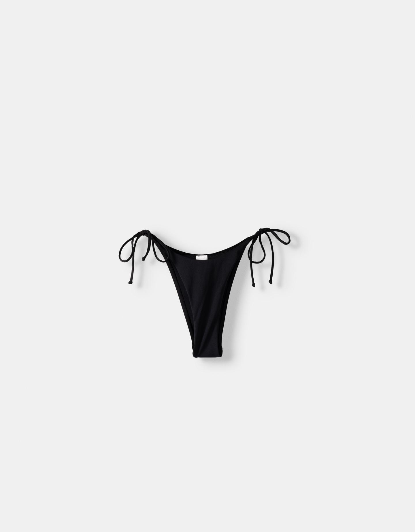 Bershka Slip Bikini Con Fascette Sottili Donna L Nero