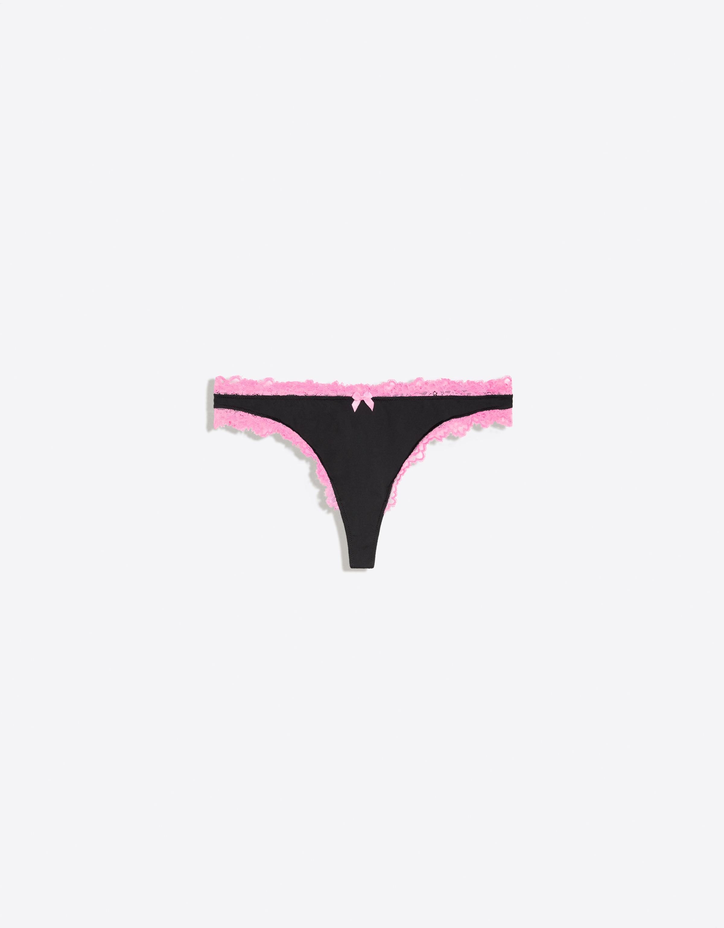 Contrast lace thong