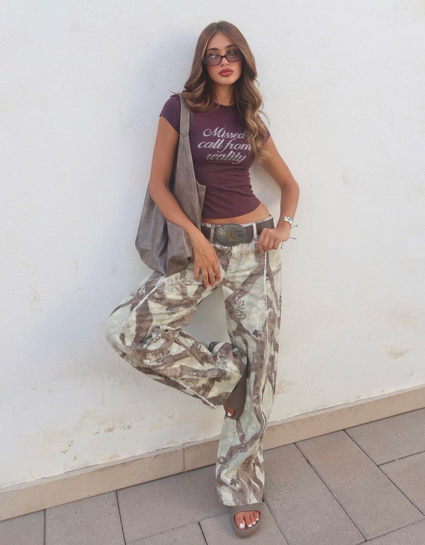 Texans boyfriend estampats-Verd