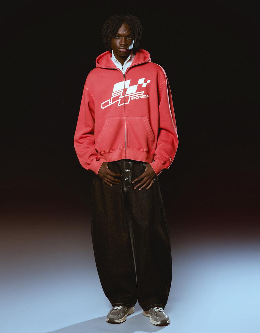 JT Racing Honda zipped hoodie with print-0-996