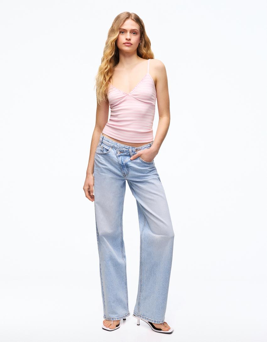 Ruched strappy top-Pink