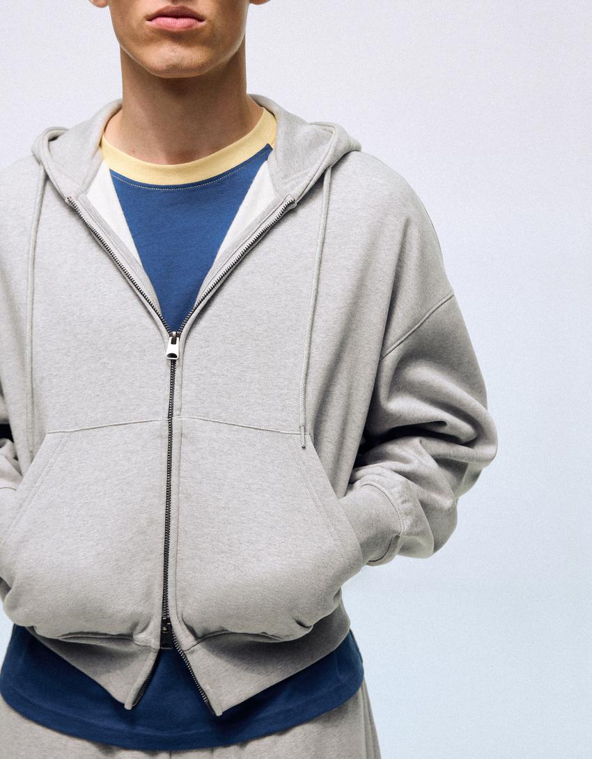 Kapuzen-Sweatshirt mit Reißverschluss-Grau