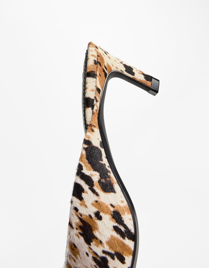 Zapato tacón mule PIEL animal print-Combinado