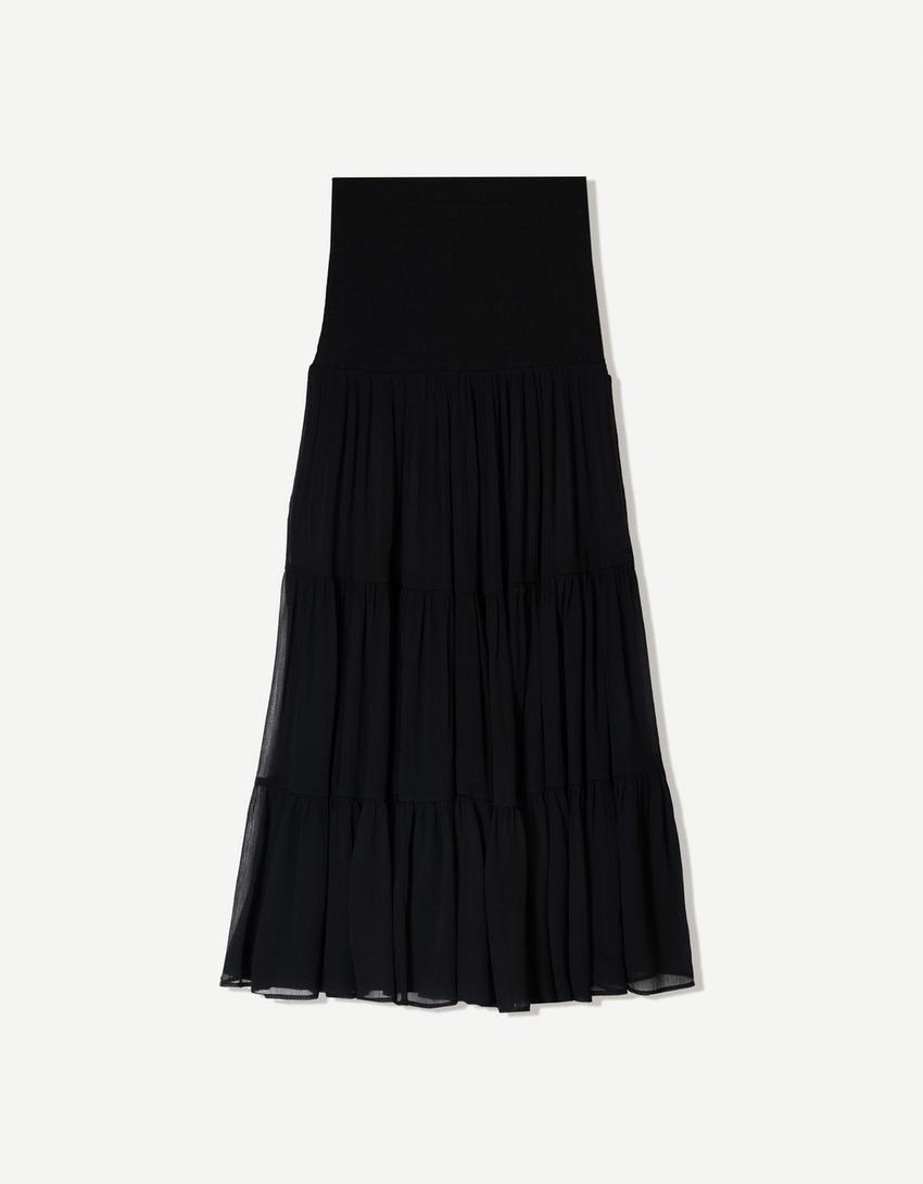 Falda maxi plisada-Negro-5