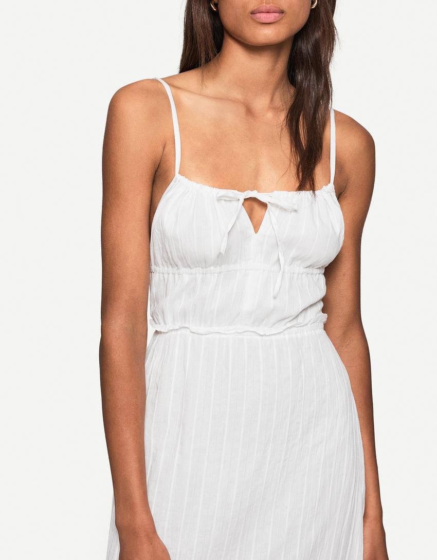 Flounce midi dress-White