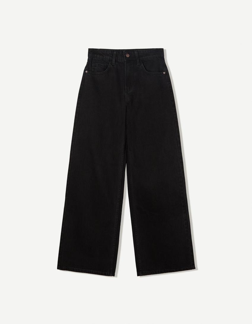Wide-leg jeans-Black