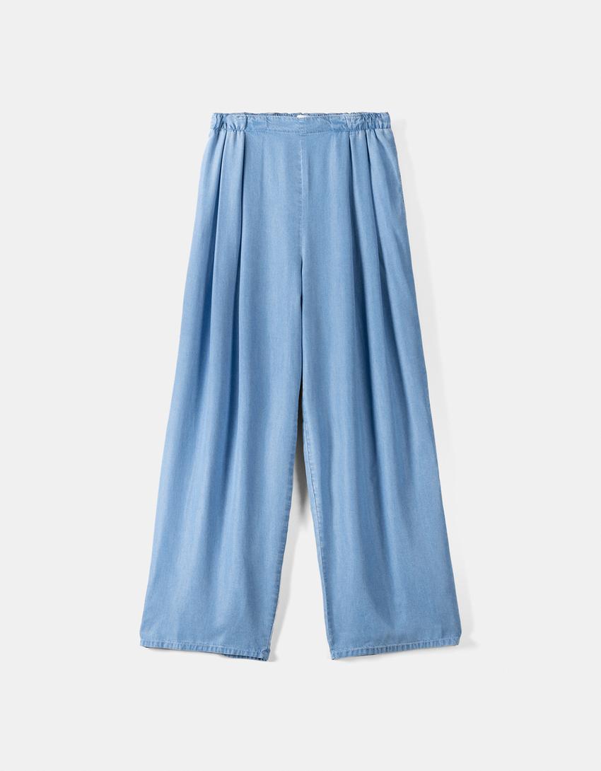 Lyocell culotte jeans-Light blue-4