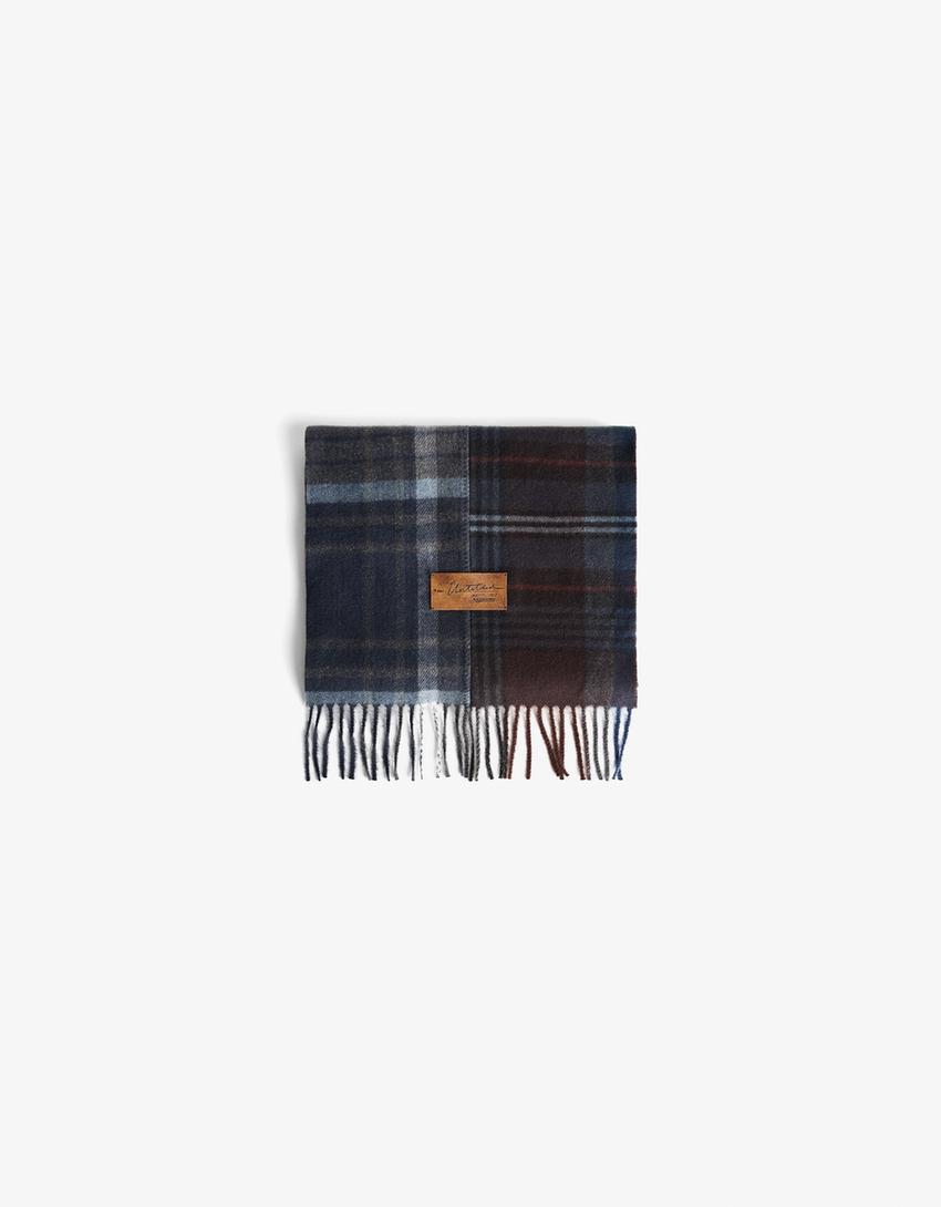 Check scarf-Blue