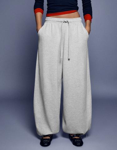 Plush barrel trousers with stoppers — Grey 4
