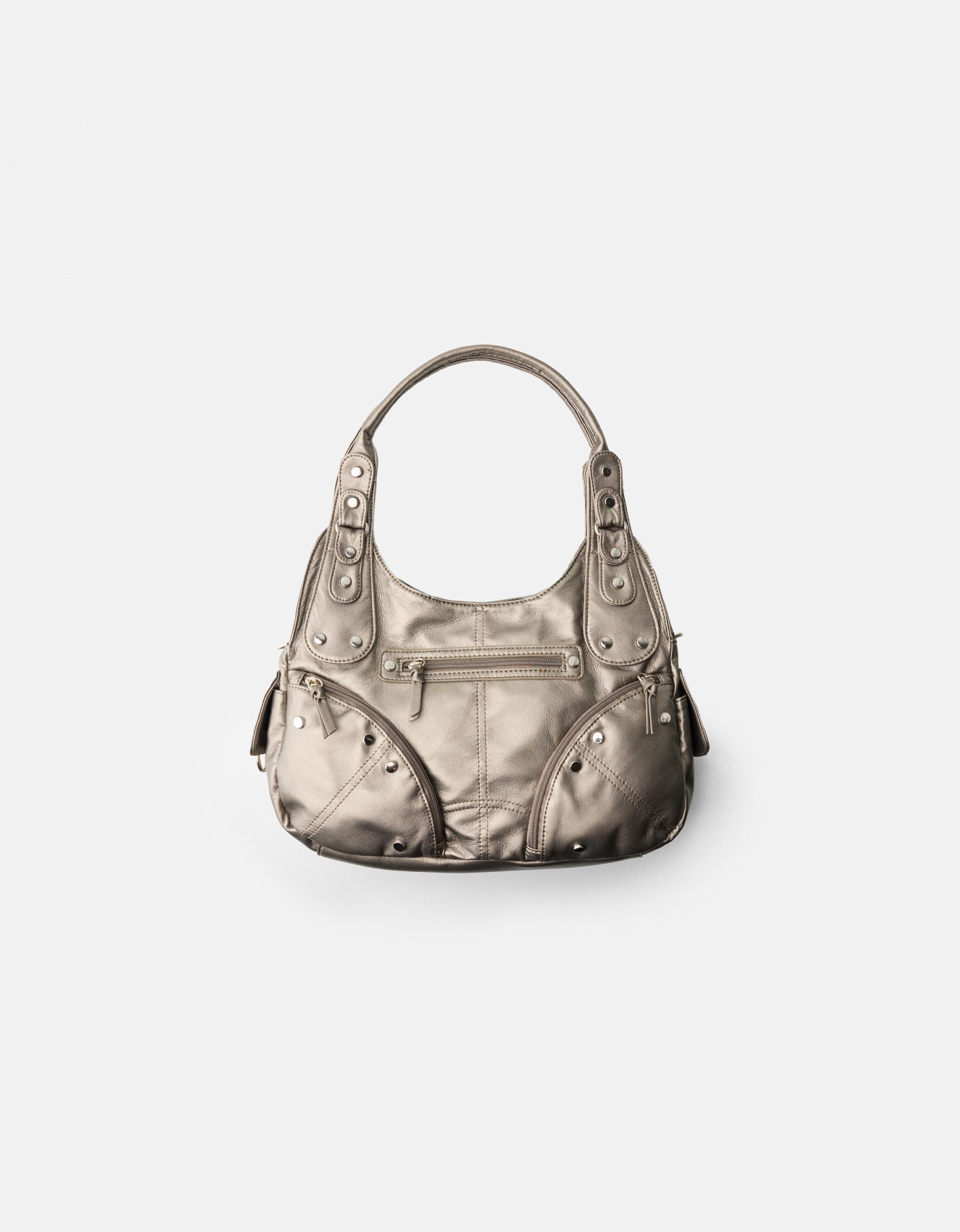 Bershka Tasche Mit Reißverschlüssen Und Nieten Damen Silber