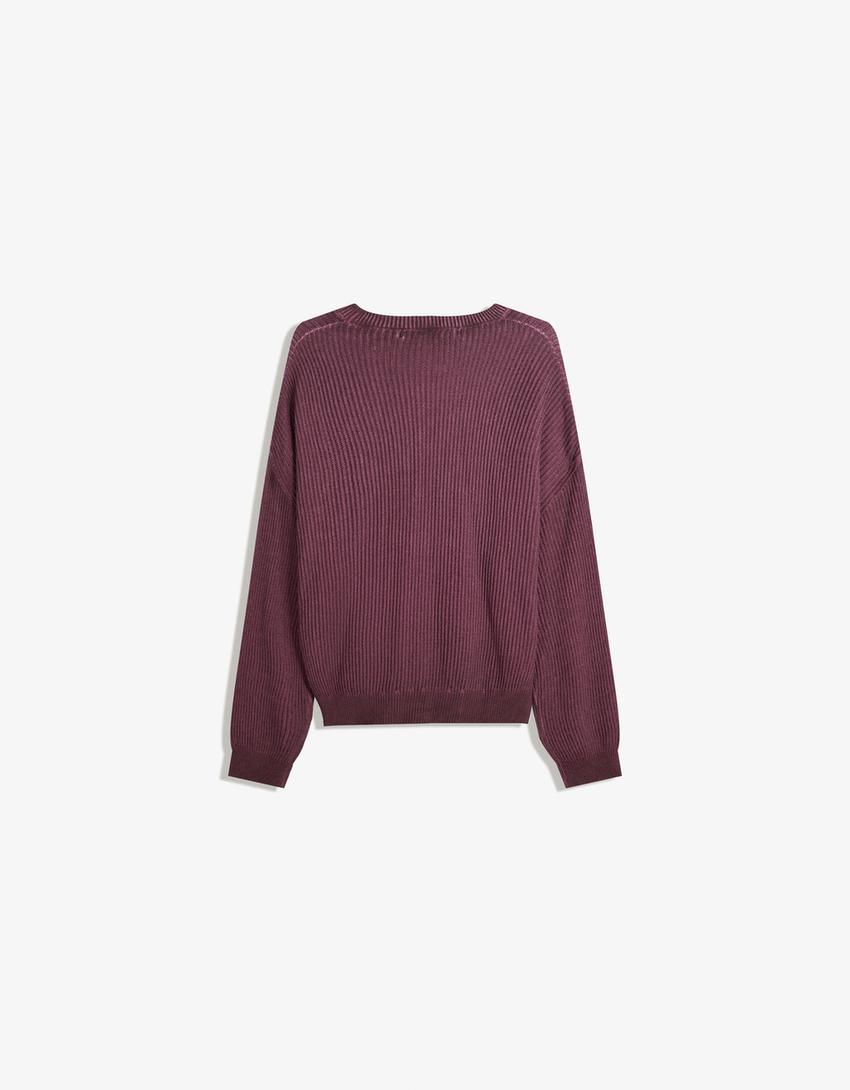 Boxy fit sweater-Burgundy