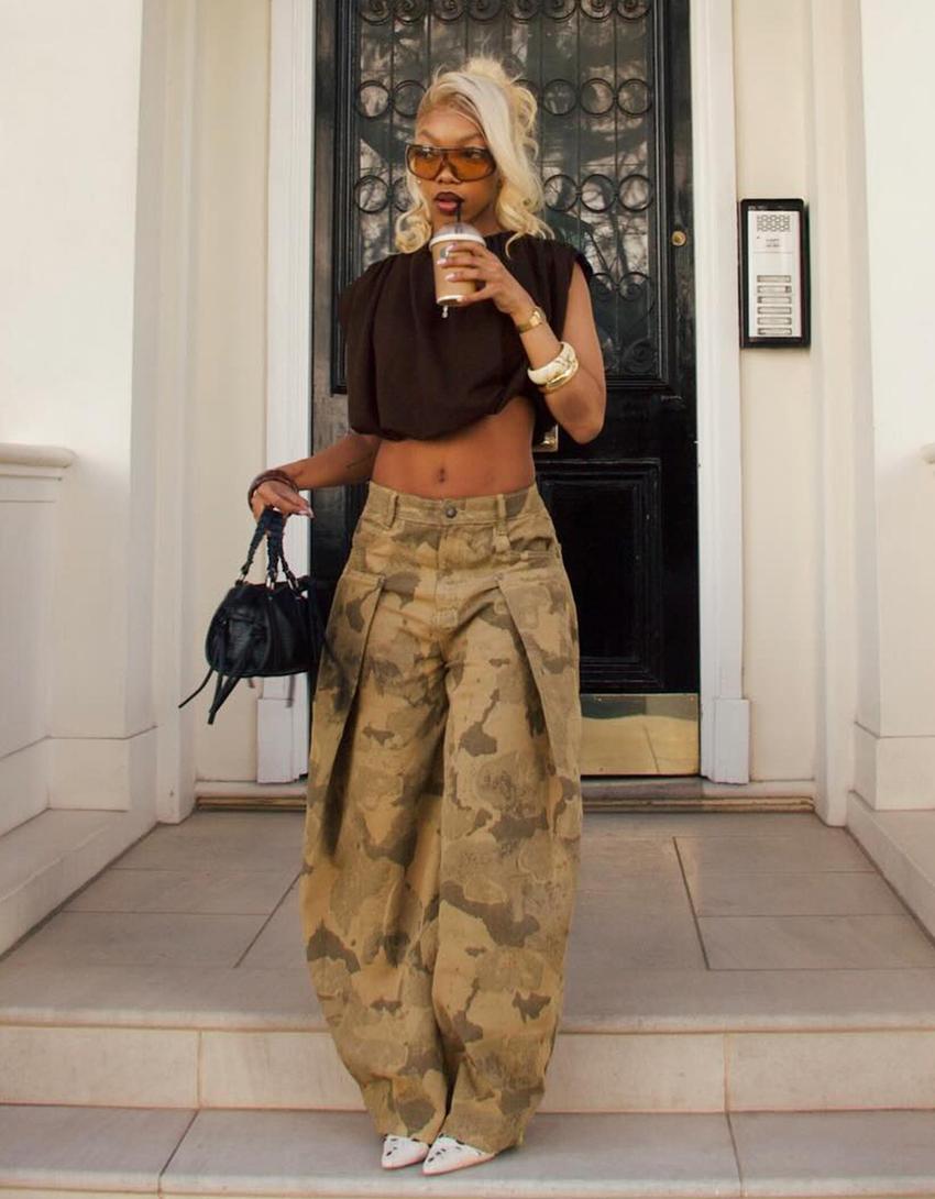 Atasan crop model gembung-Cokelat