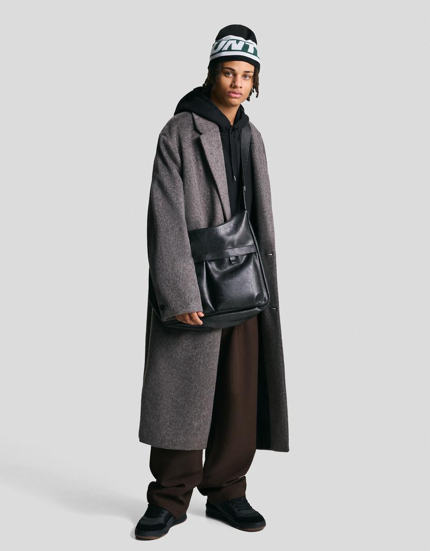 Abrigo efecto cepillado-Gris