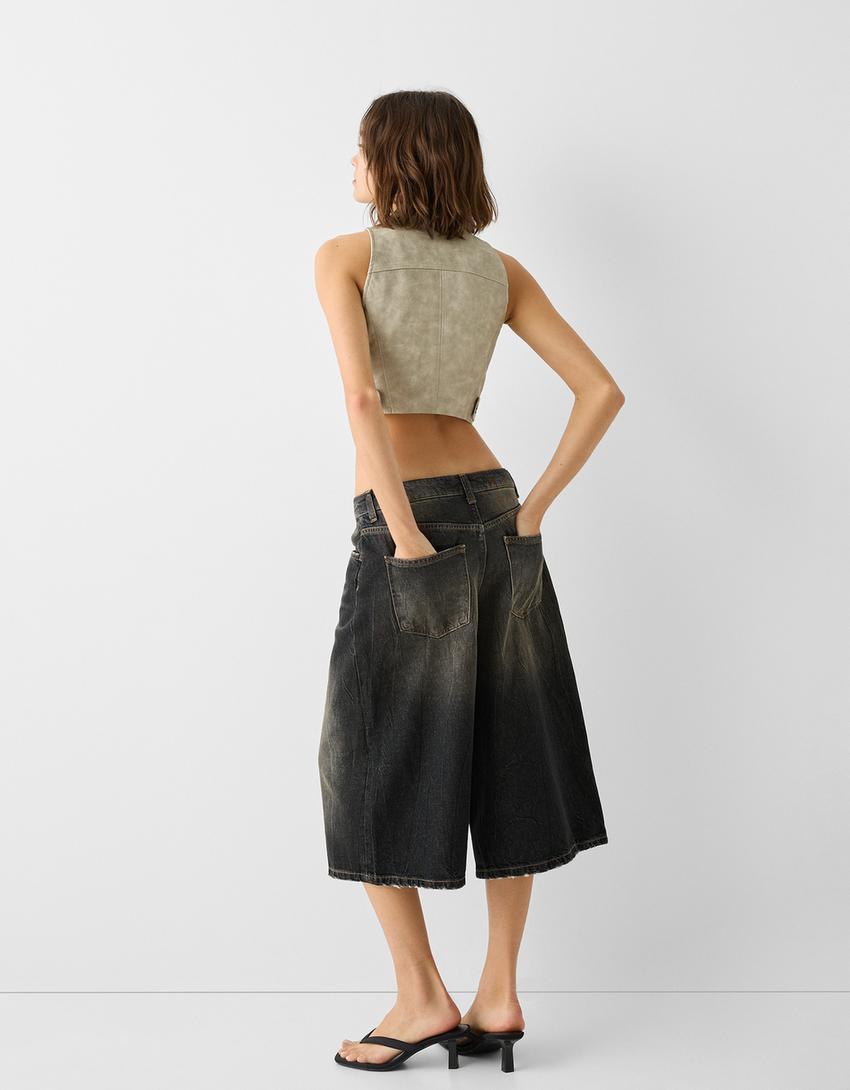 Colete de efeito pele-Bege-2