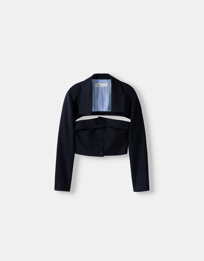 Pinstripe blazer-Navy