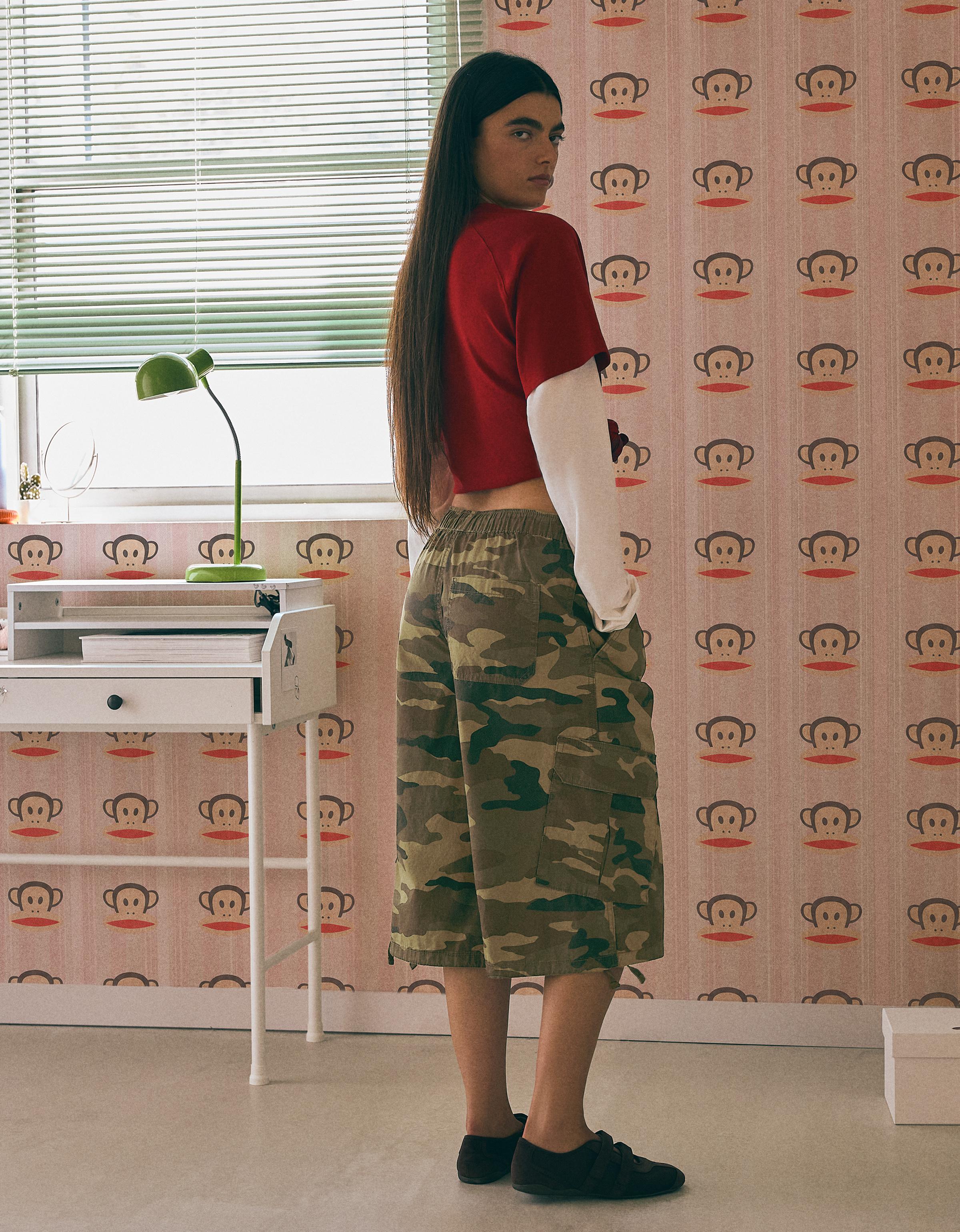 Printed cargo Bermuda shorts — Khaki