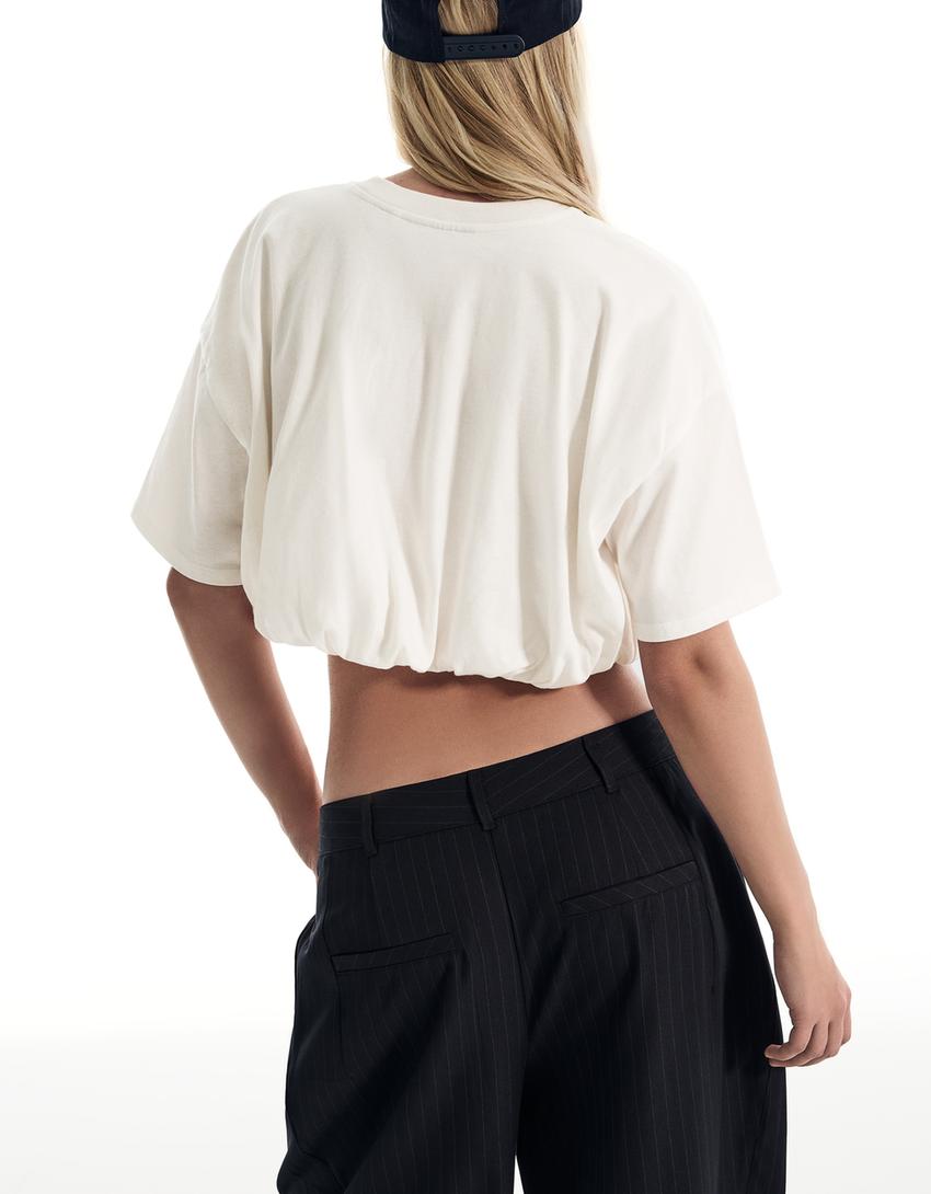 T-shirt manches courtes ballon-Blanc cassé