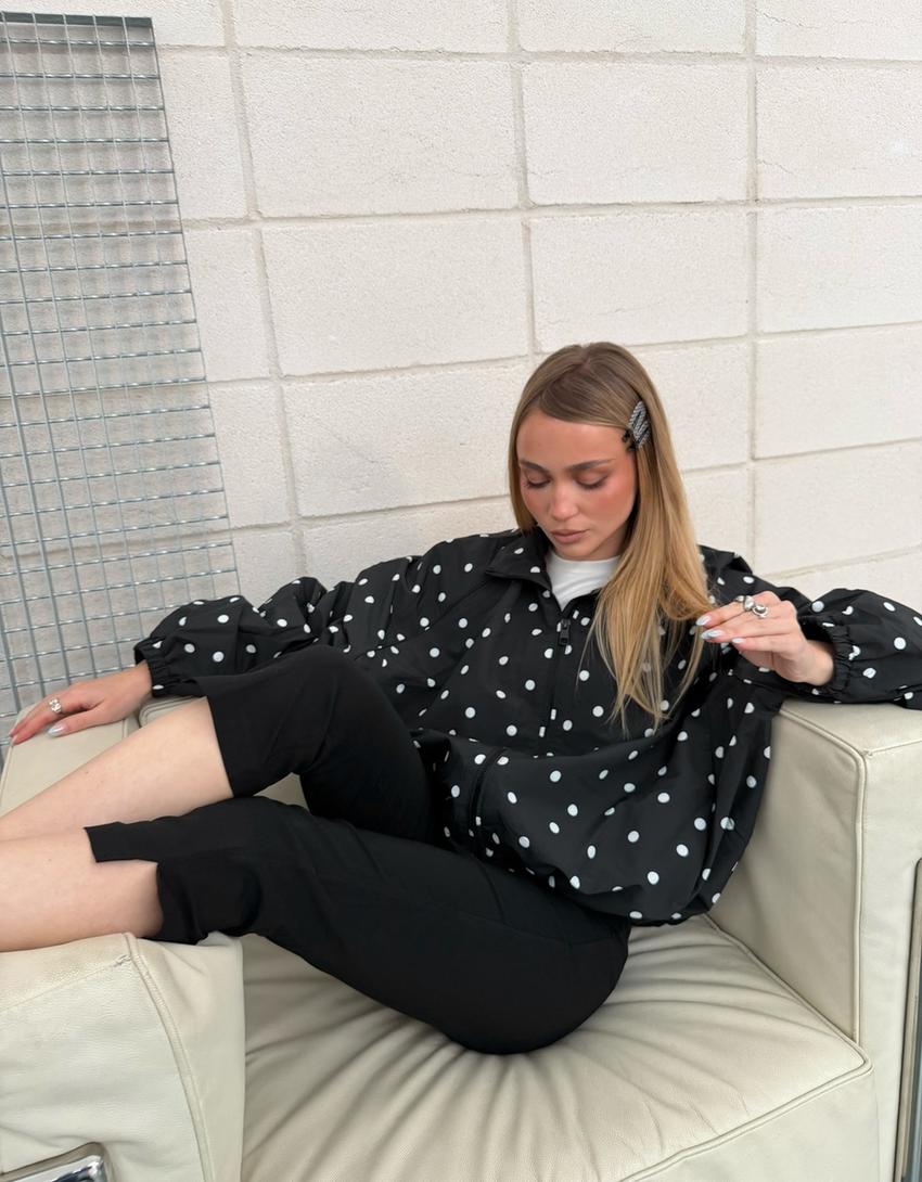 Oversize polka dot jacket-Black