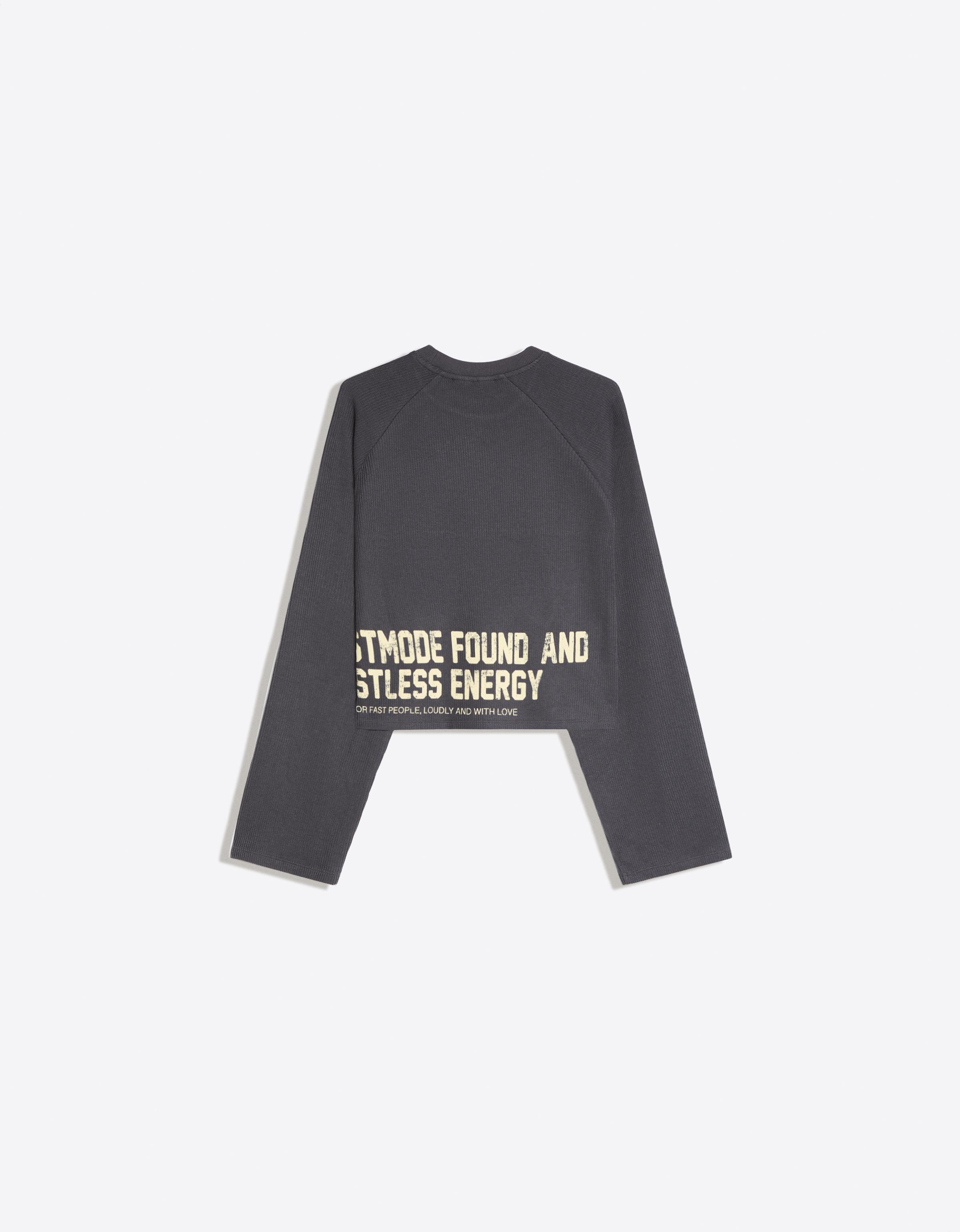 Bershka Bisiklet yaka baskılı sweatshirt görsel 8