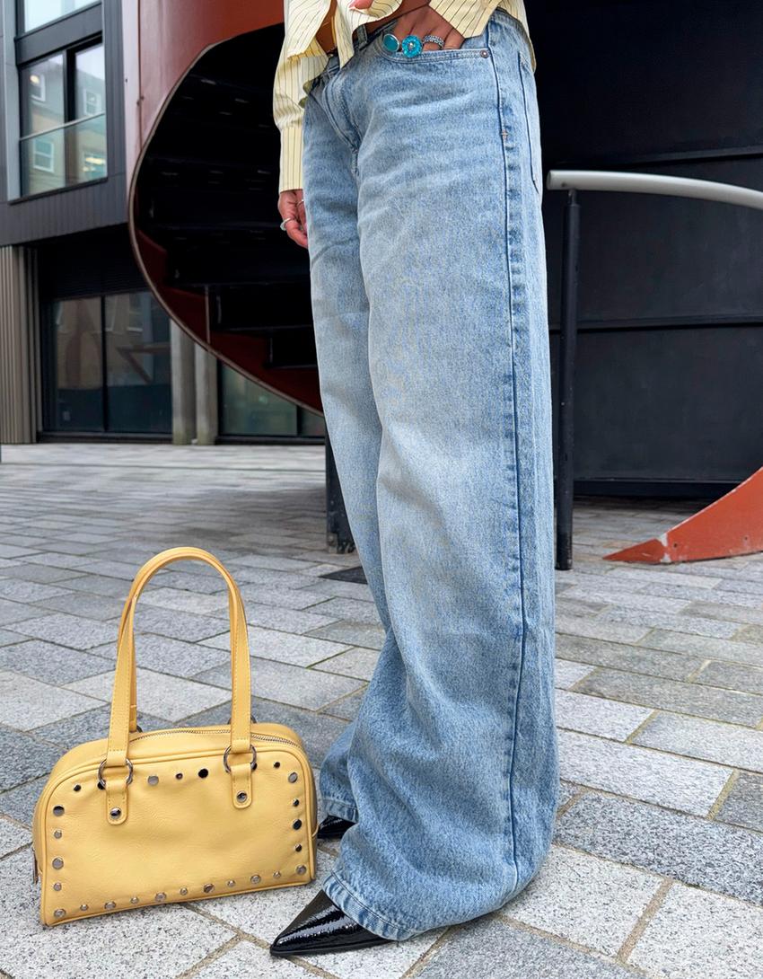 Düşük bel boyfriend jean-Açık mavi