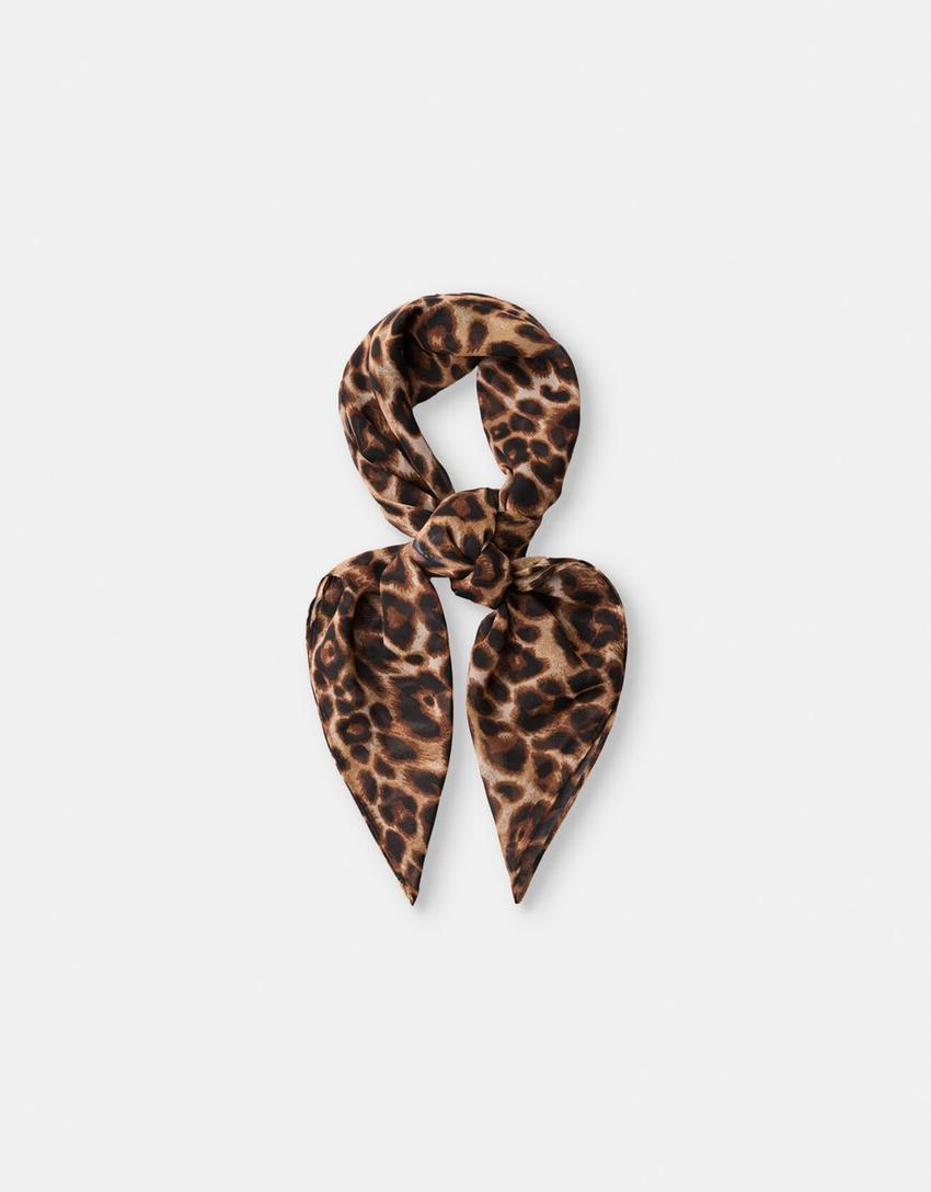 Animal print scarf-Brown-0