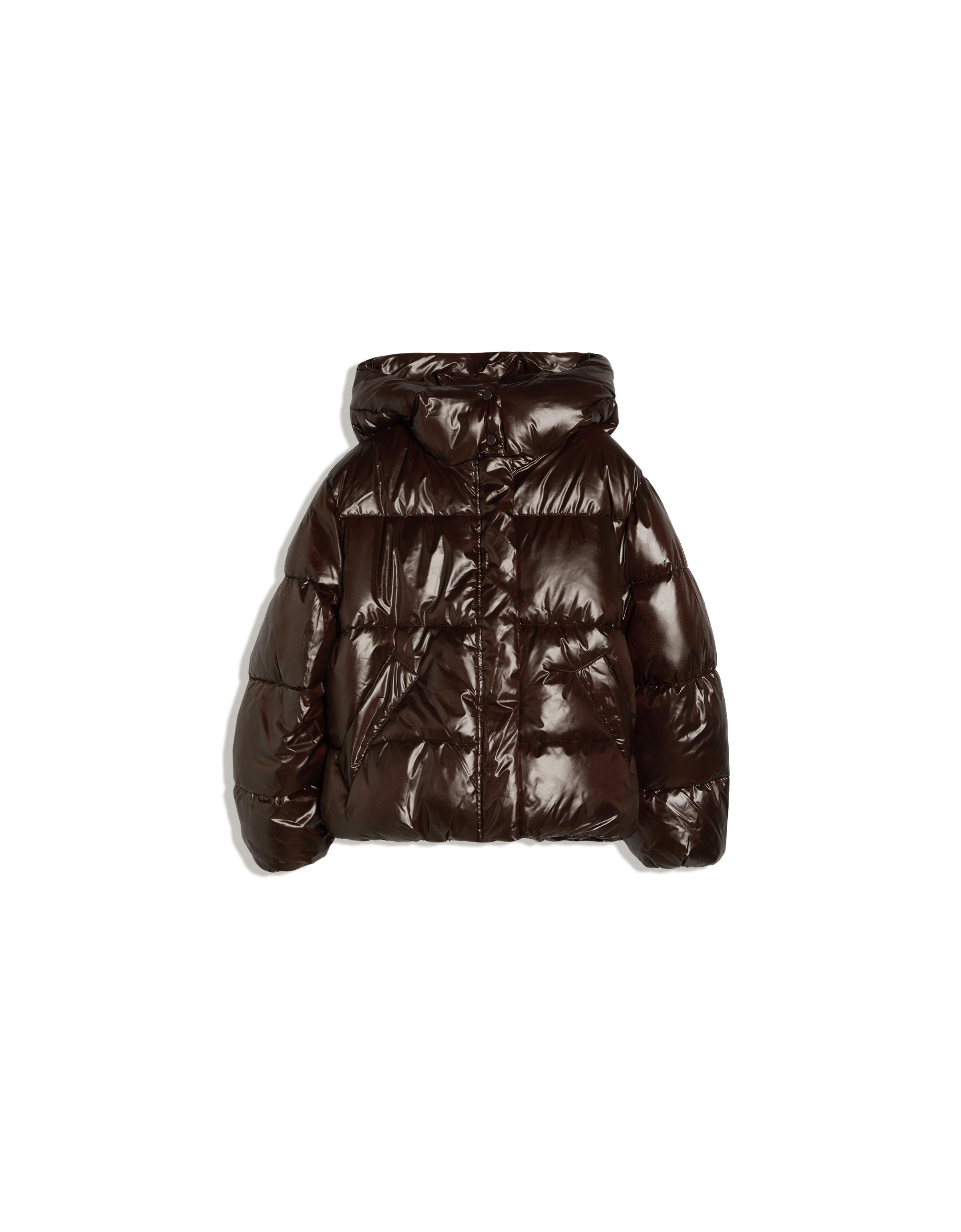 Oversize hooded puffer jacket — Brown