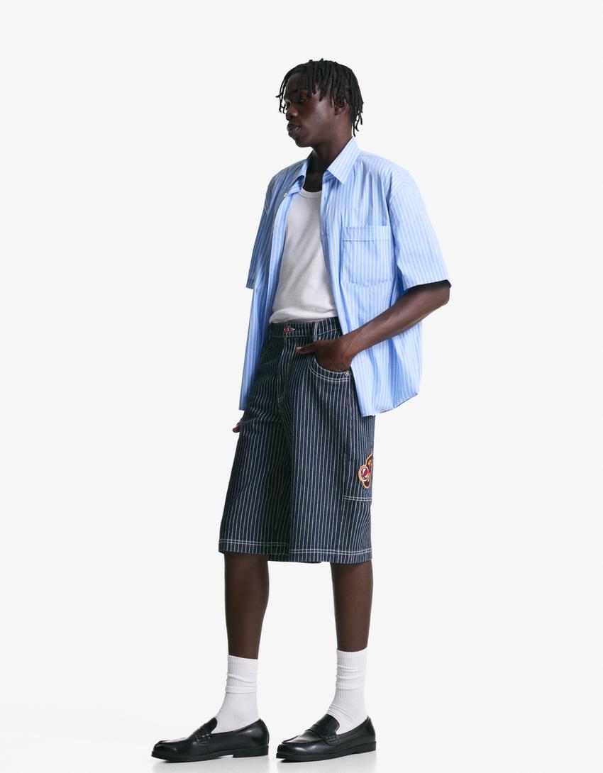 Bermuda WNBA denim skater-Marinho