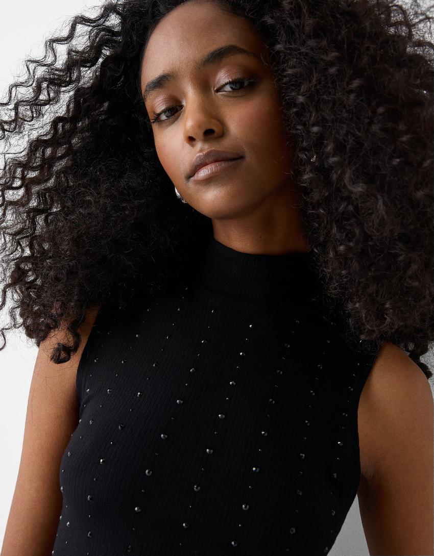 تيشرت بدون أكمام بأحجار الراين-رمادي-5