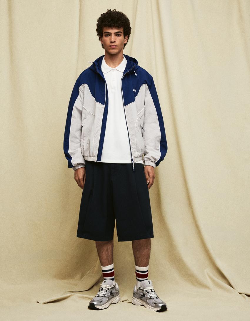 Hooded windbreaker jacket-Navy