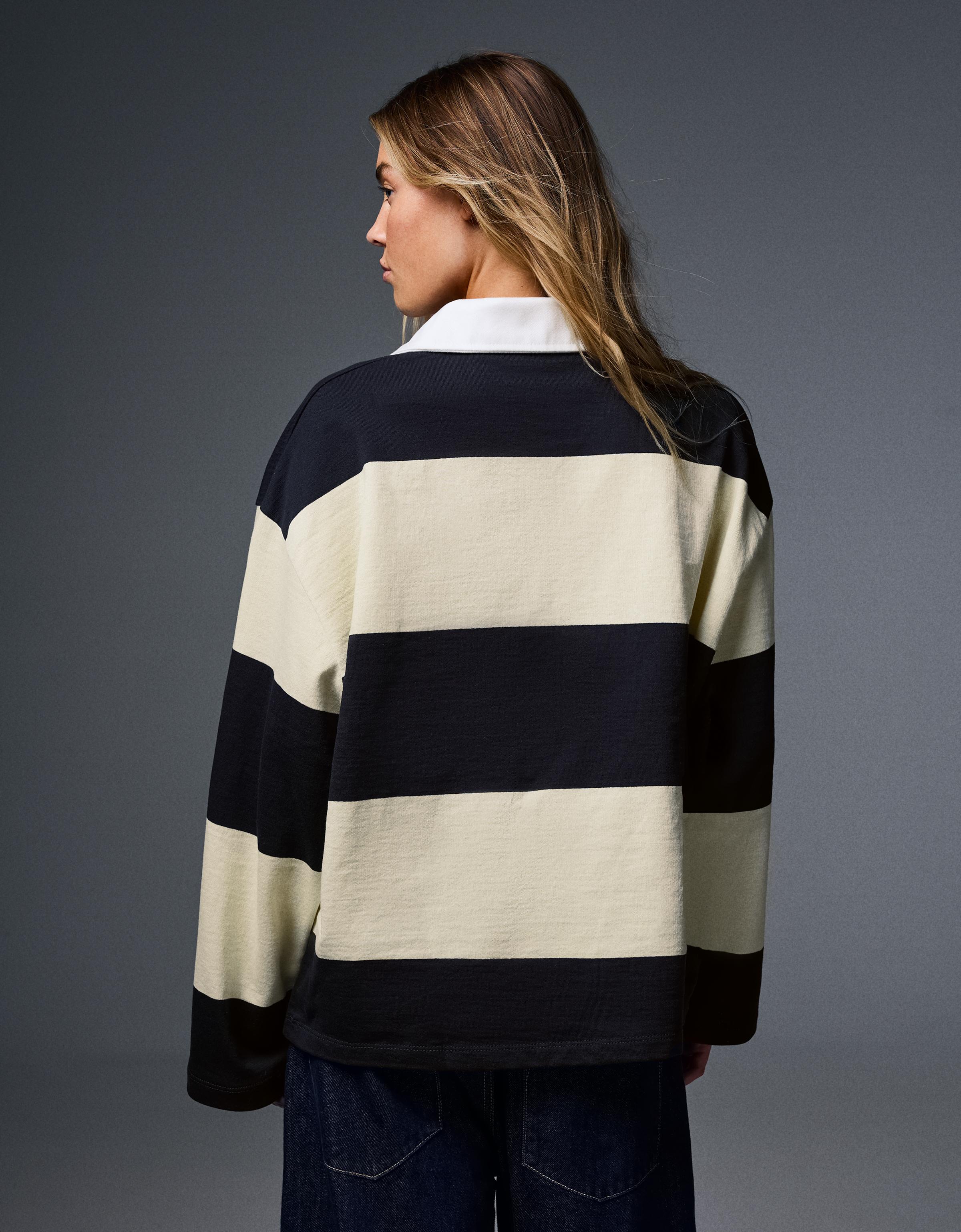 Long sleeve striped polo shirt — Yellow