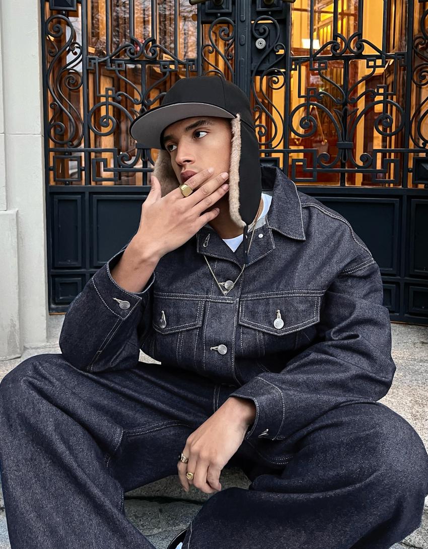 Denim trucker jacket-Navy