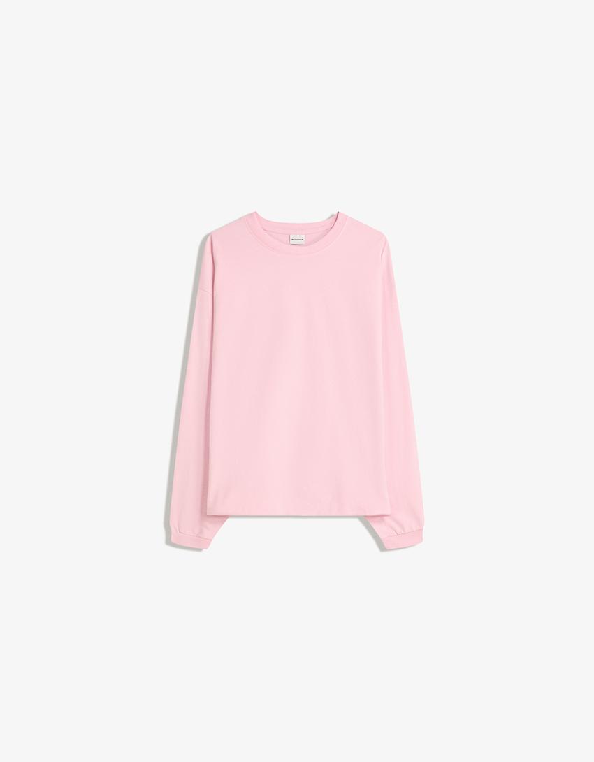 Camiseta manga larga boxy-Rosa-4