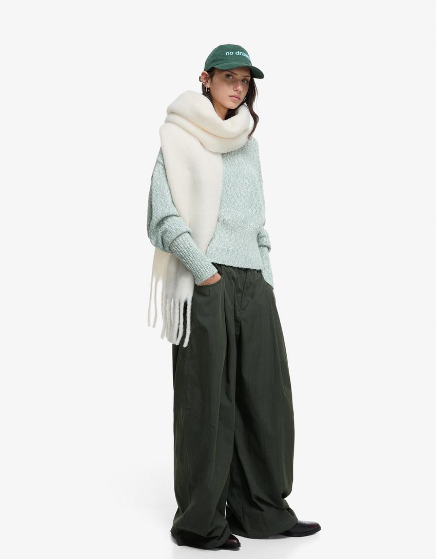 Solid-coloured scarf-Cream