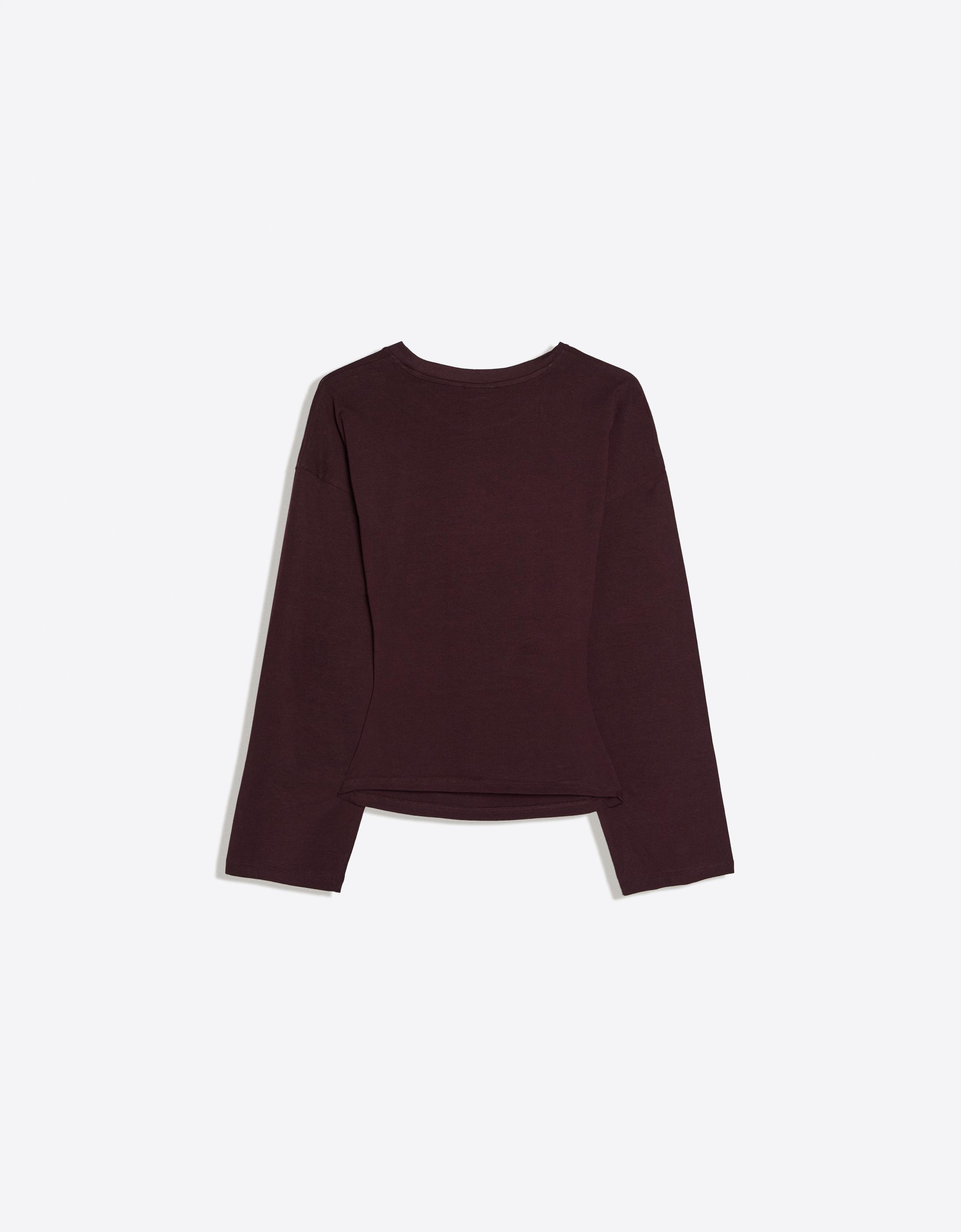 Ruched long sleeve T-shirt — Burgundy