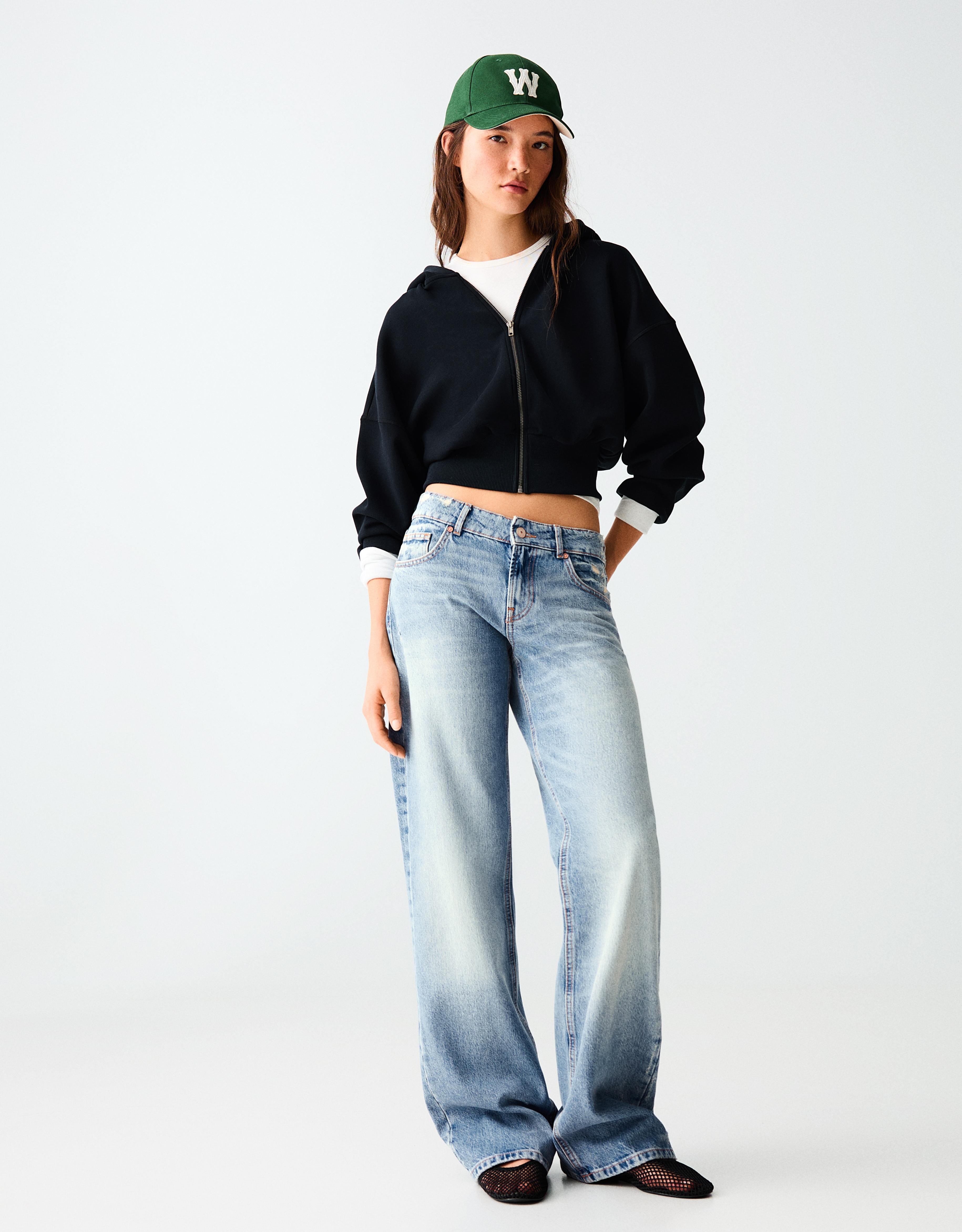 Mid-waist straight jeans — Light blue