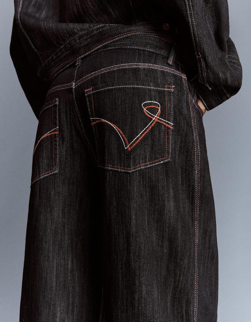 Jacquard boyfriend jeans-Black