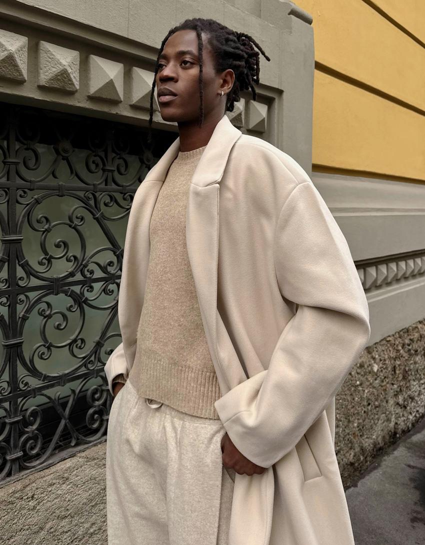 Abrigo paño cruzado-Arena