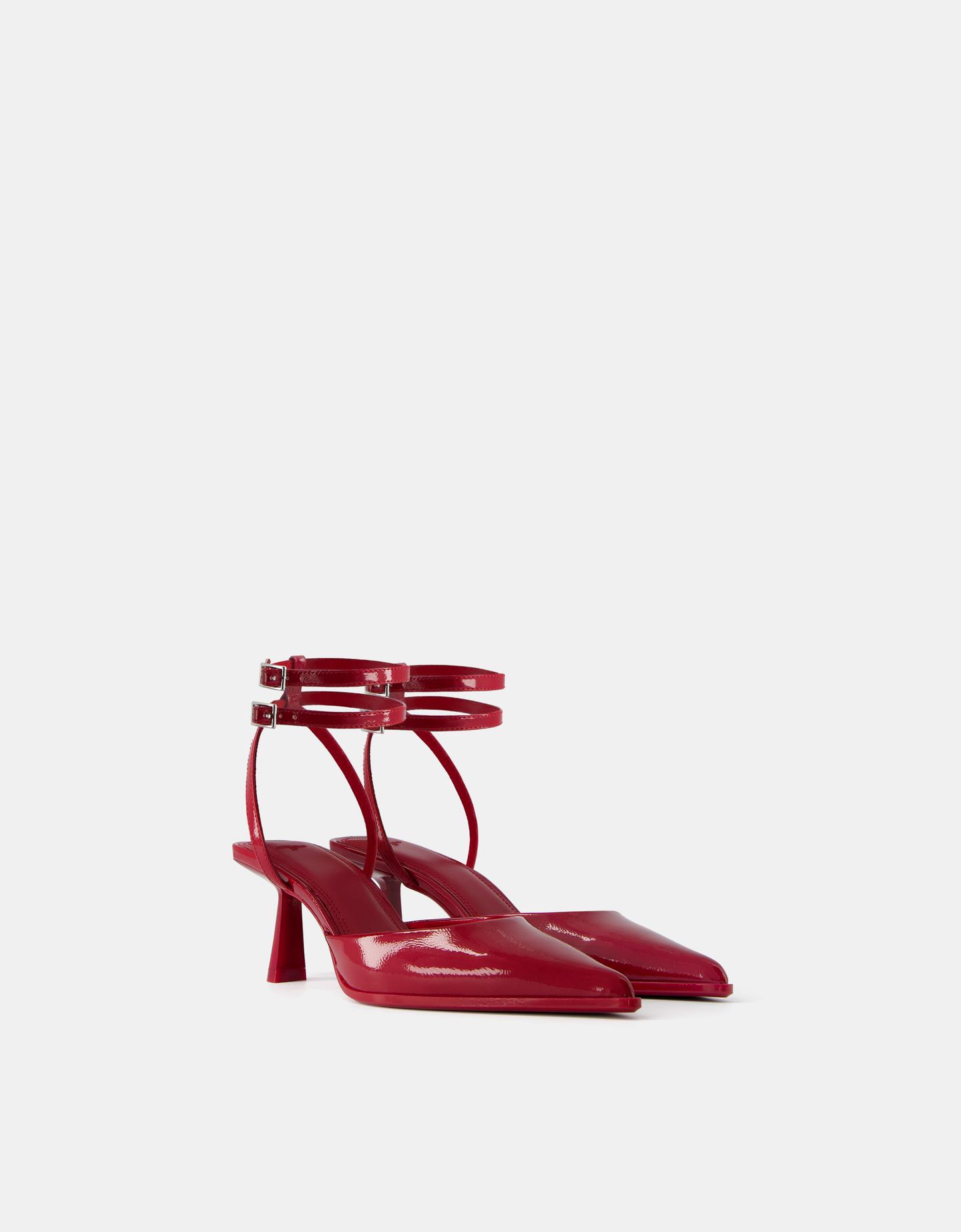 Bershka Scarpe Kitten Heel Con Cinturino Donna 36 Rosso