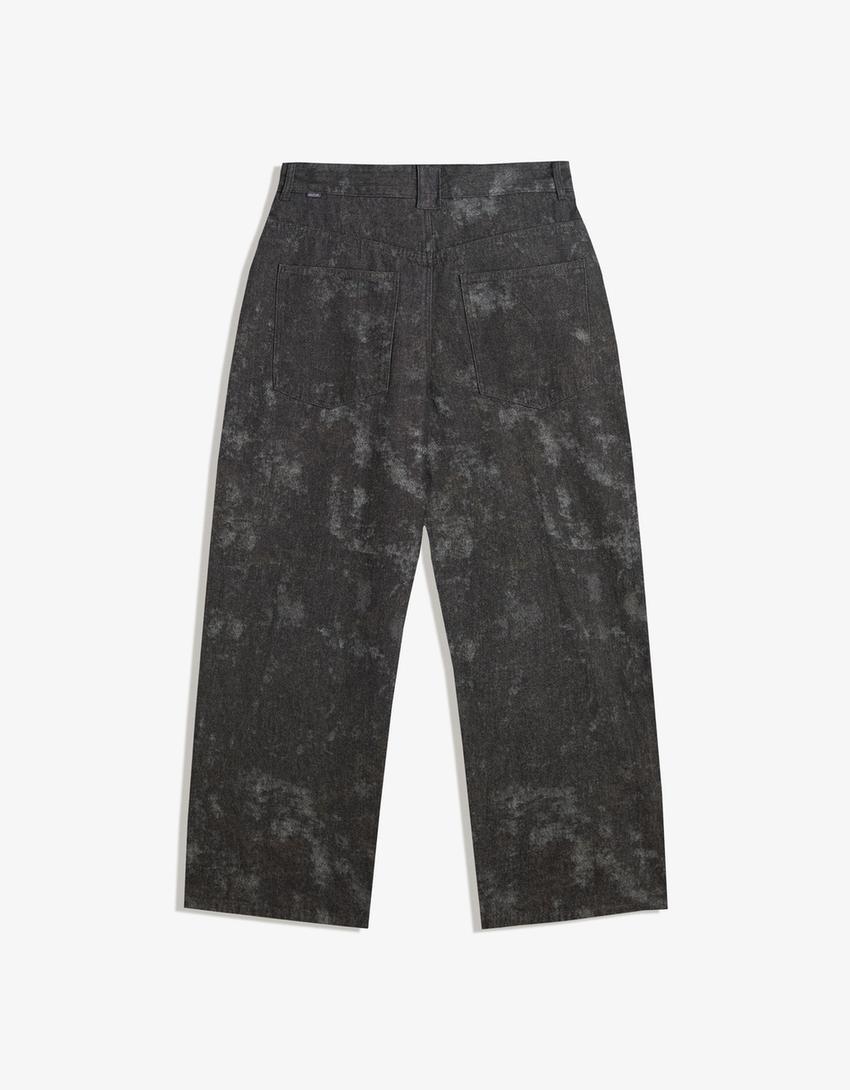 Calças superbaggy com estampa-Preto