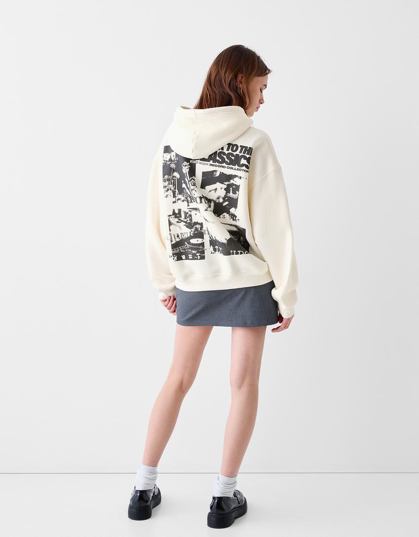 Sweatshirt capuz oversize estampado-Cru-1