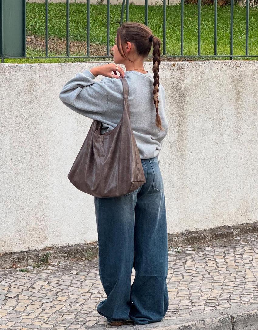 Sweat oversize à poches-Gris