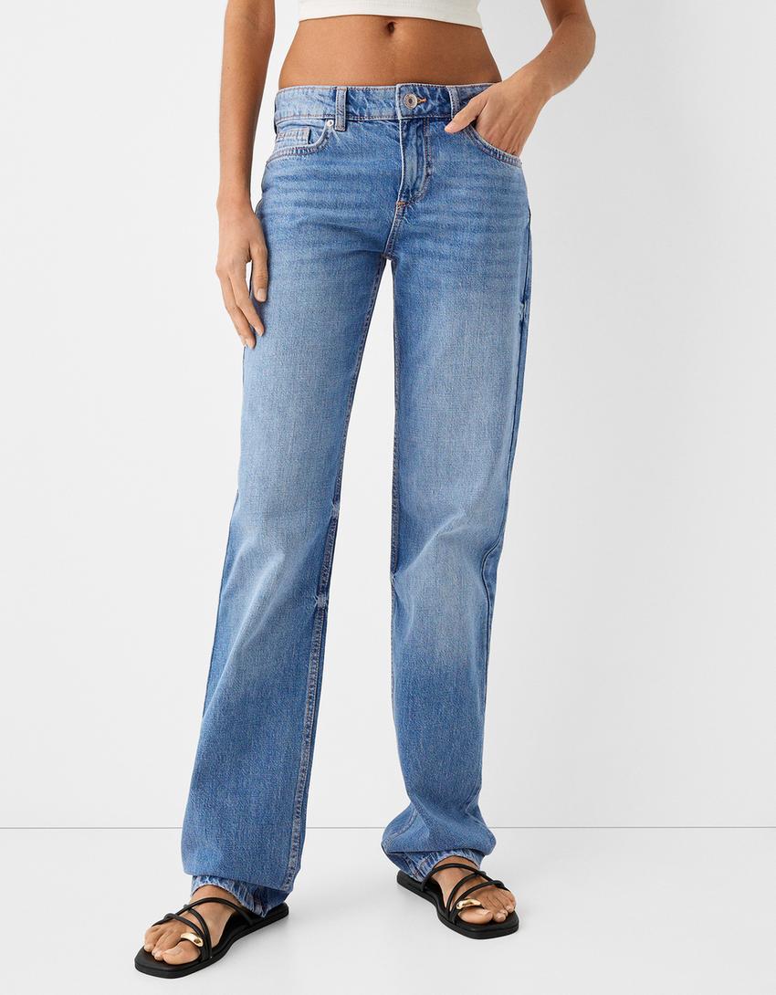 Jean regular taille basse-Bleu lavé-1