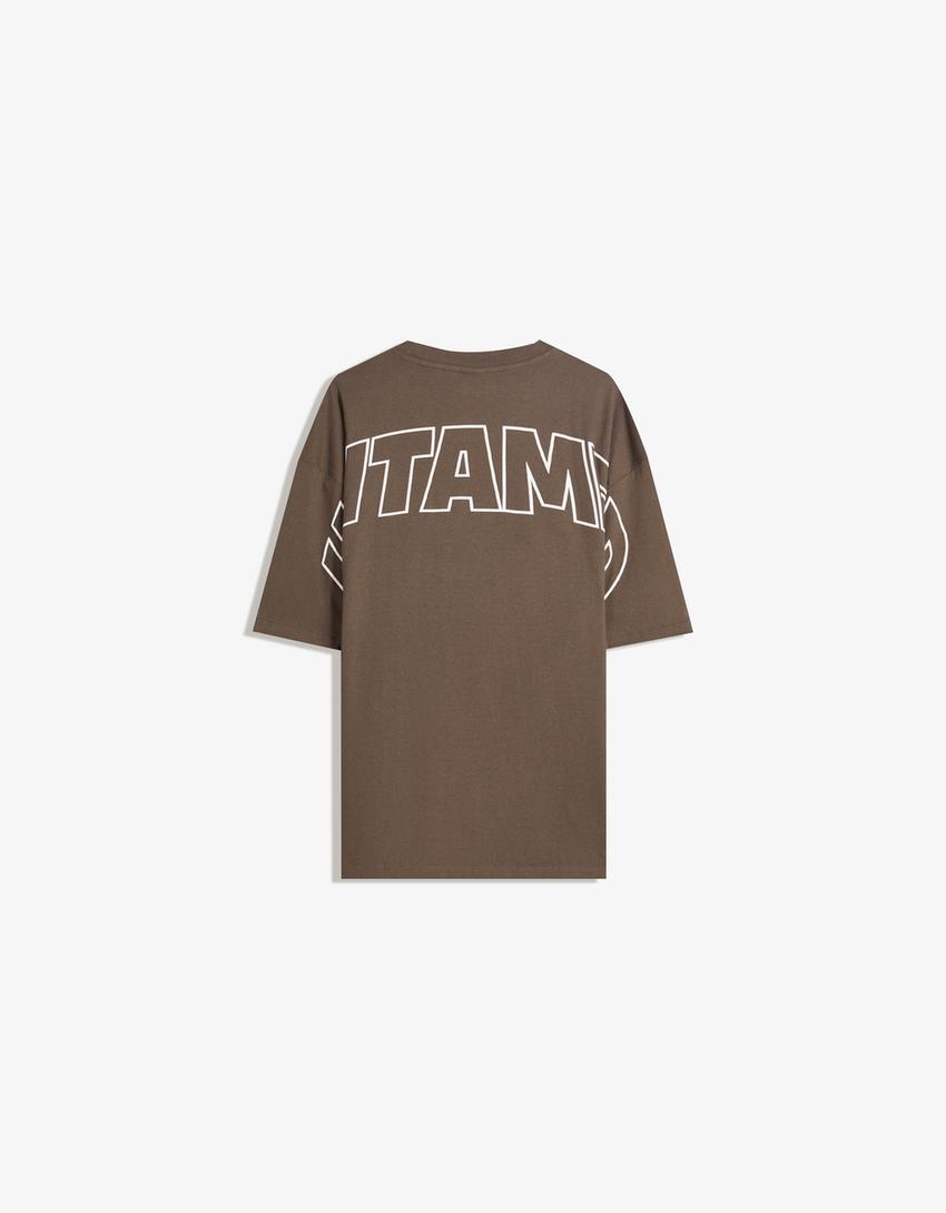 Camiseta manga corta print-Marrón