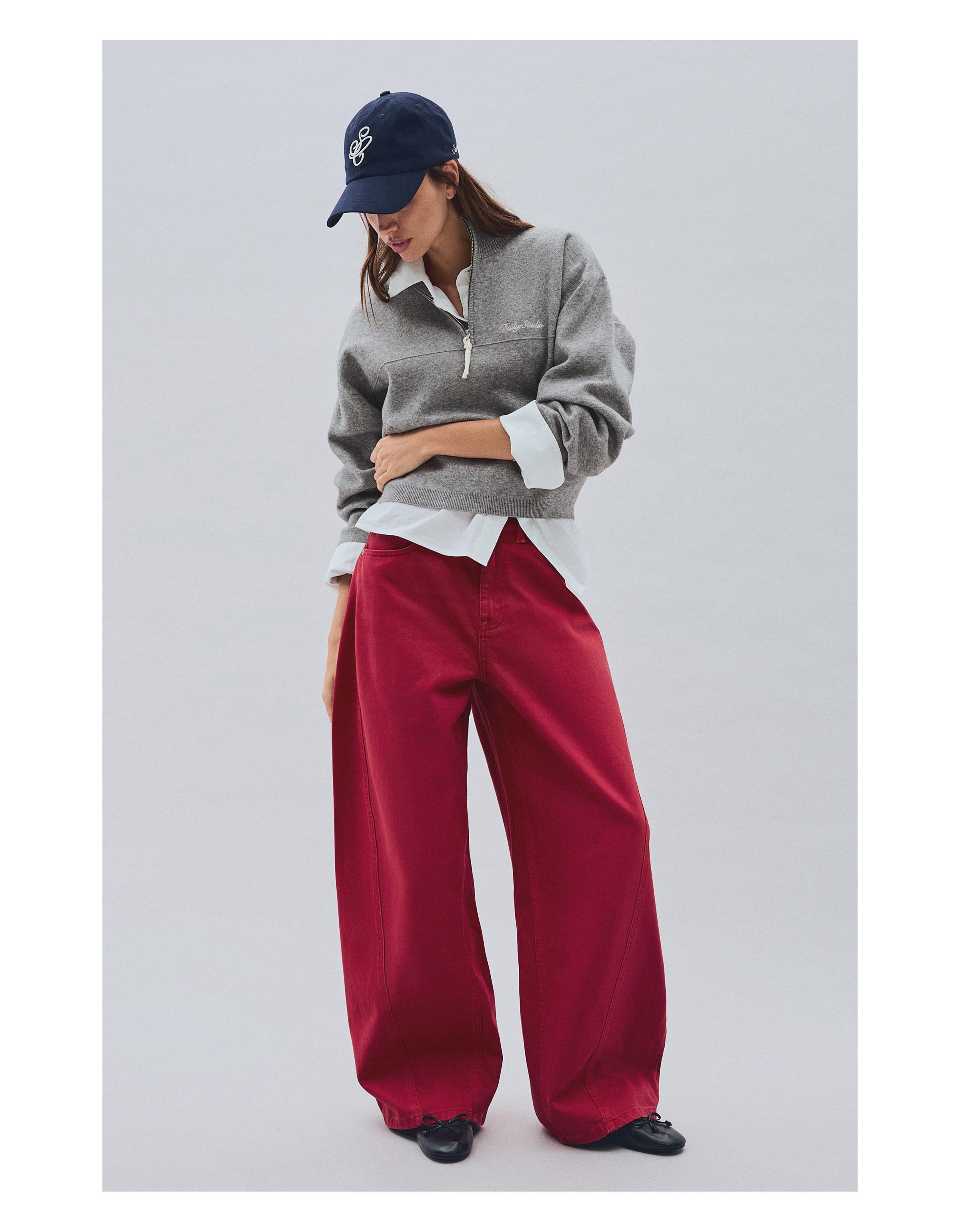 Embroidered zip-up jumper — Grey