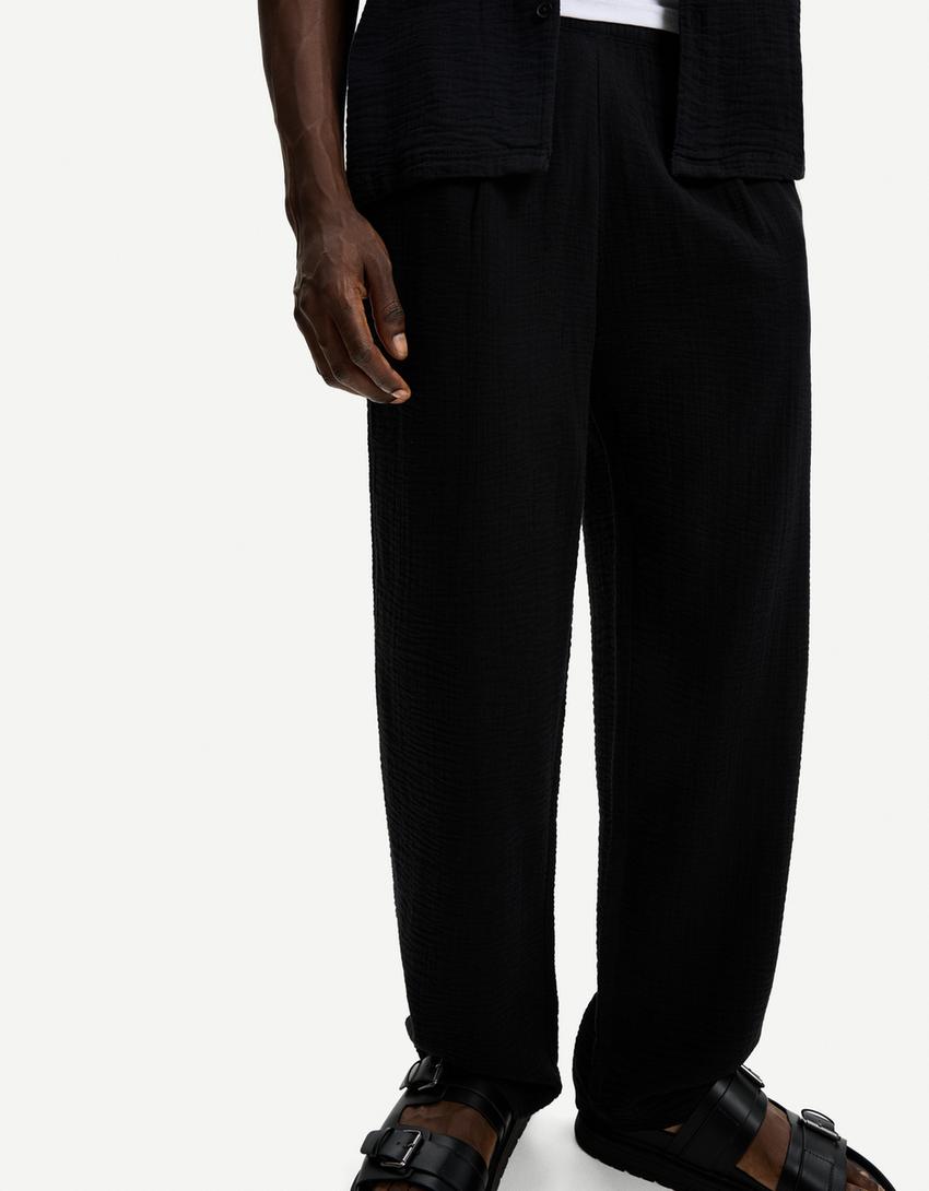 Wide-leg trousers-Black-2