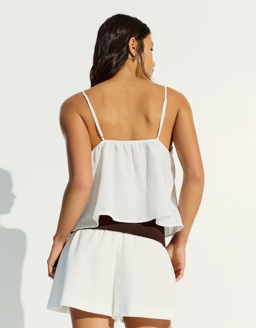 Top tirantes volante-Blanco roto